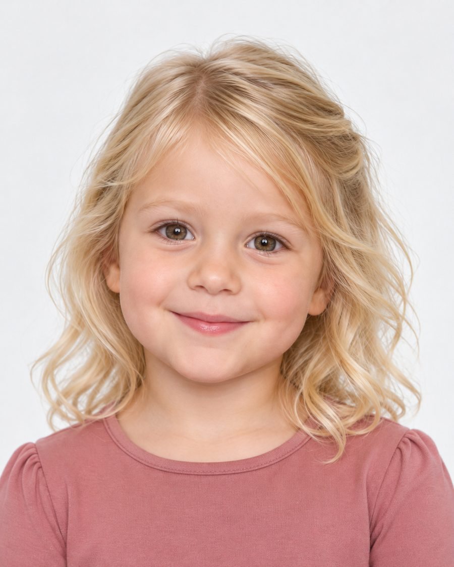 Passbild eines Kleinkinds mit blonden Haaren